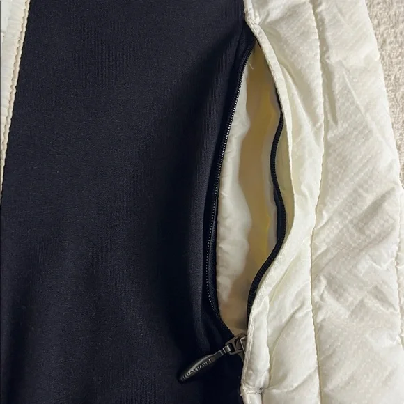 Calvin Klein puffy vest, cream with black side panels ans trim, stunning, cozy - Picture 12 of 17